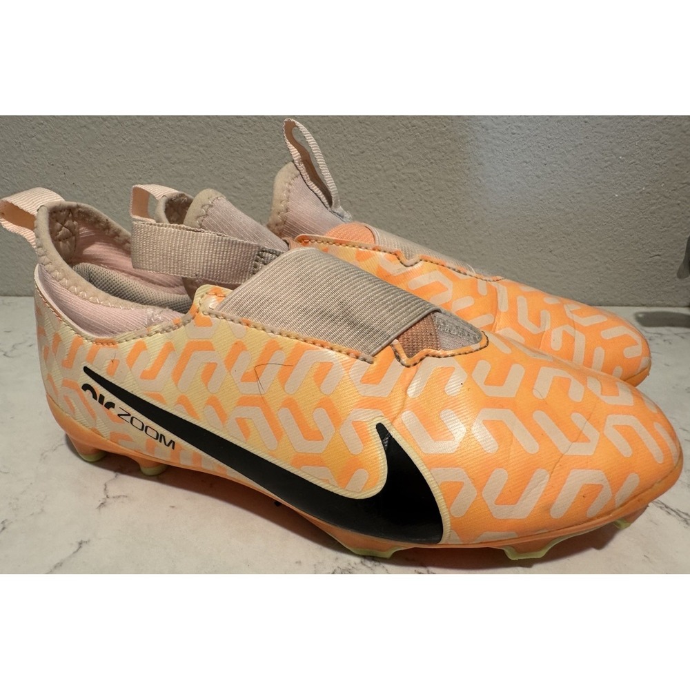 Nike Jr Zoom Mercurial Vapor 15 Academy Soccer Cleats Guava Ice Black Slip On 3Y
